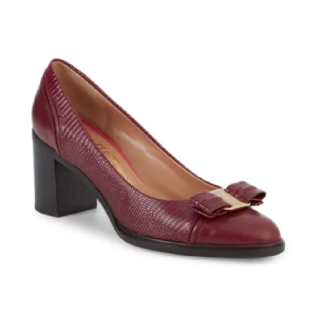 Salvatore Ferragamo Fedina Embossed Leather Pumps